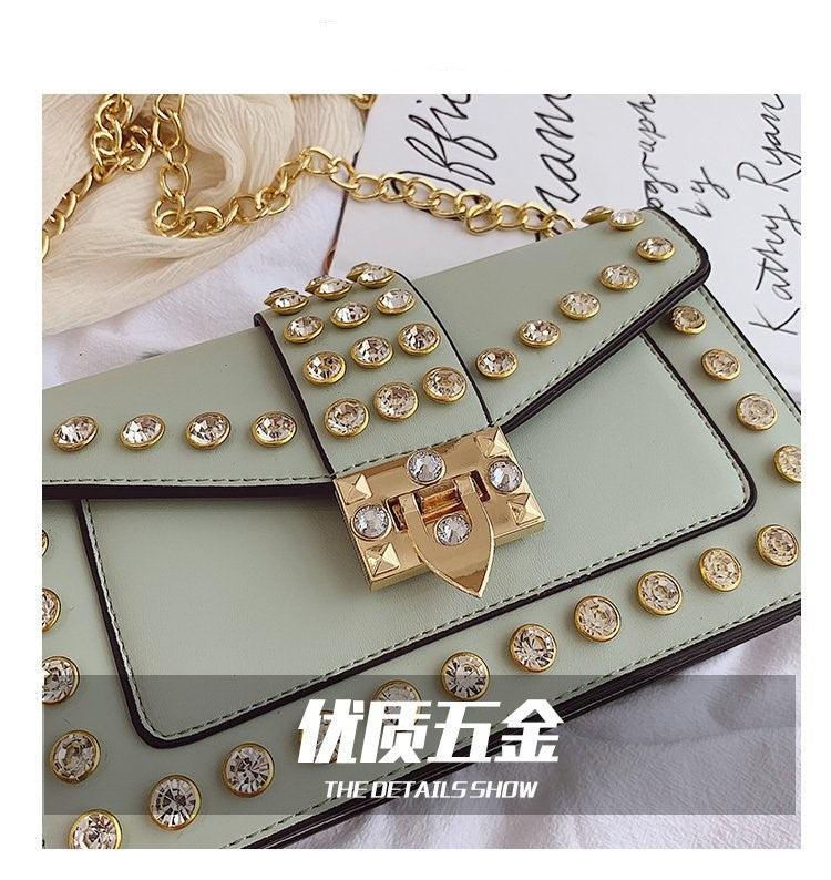 524 Ladies luxury diamond studded shoulder and crossbody bag