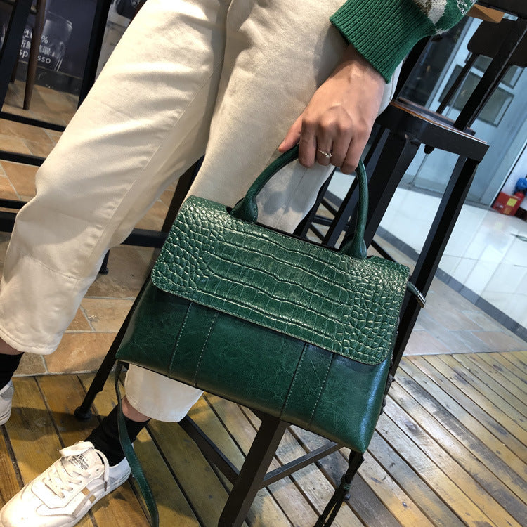 ladies green leather handbag