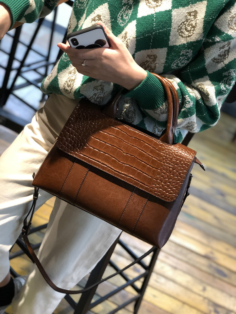 brown ladies handbag genuine leather