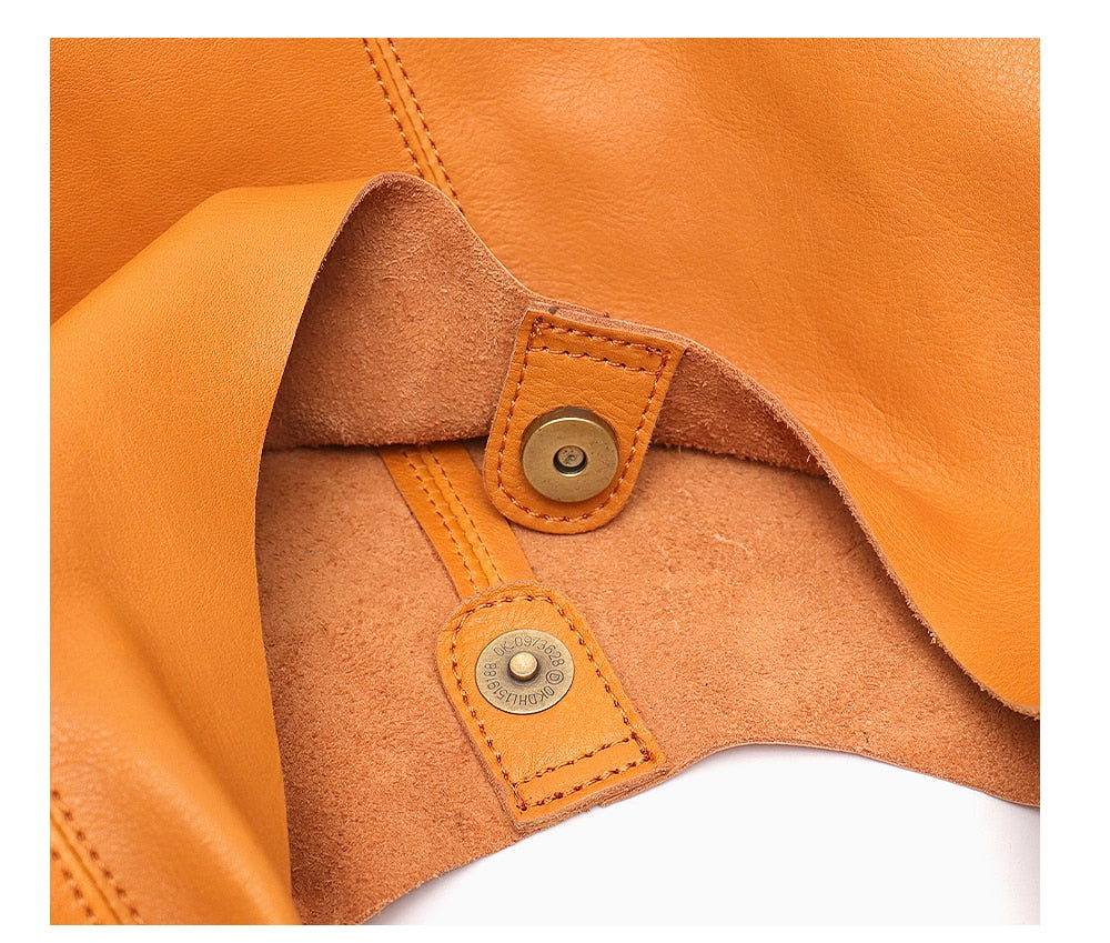 genuine leather bag button closure