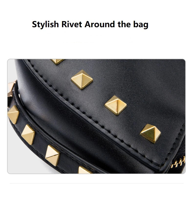 leather bag with rivet detail