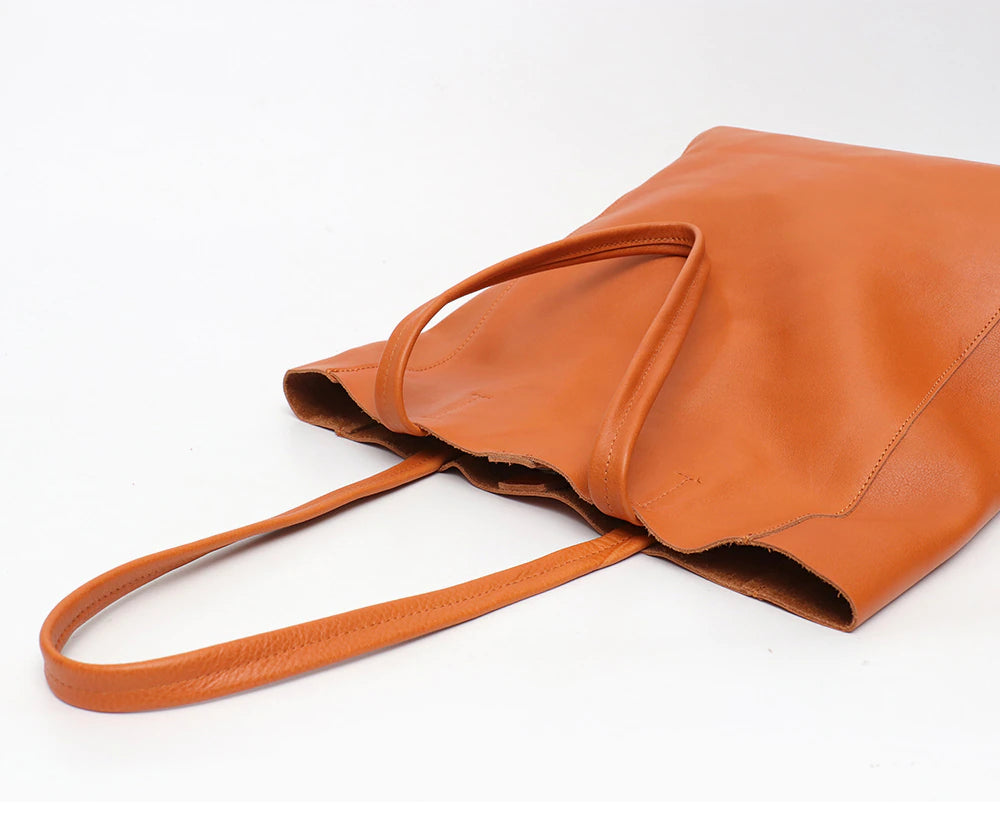 genuine leather tote handbag