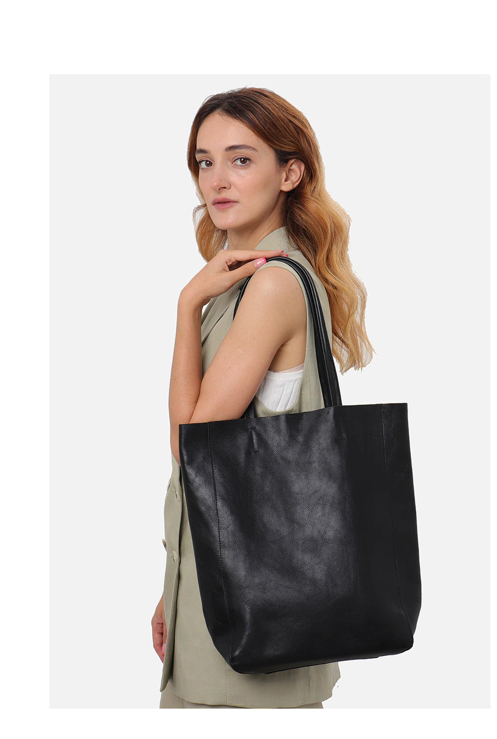 genuine leather tote bag
