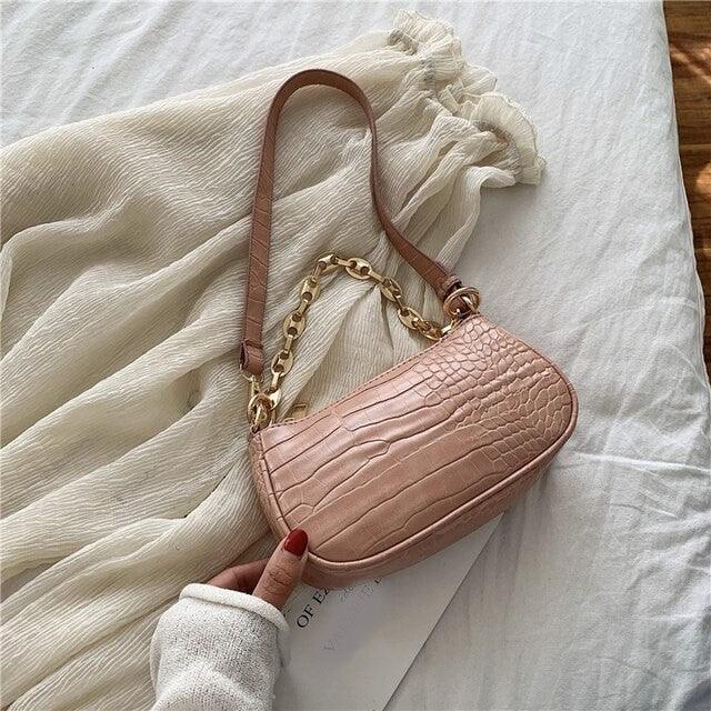 pink baguette bag