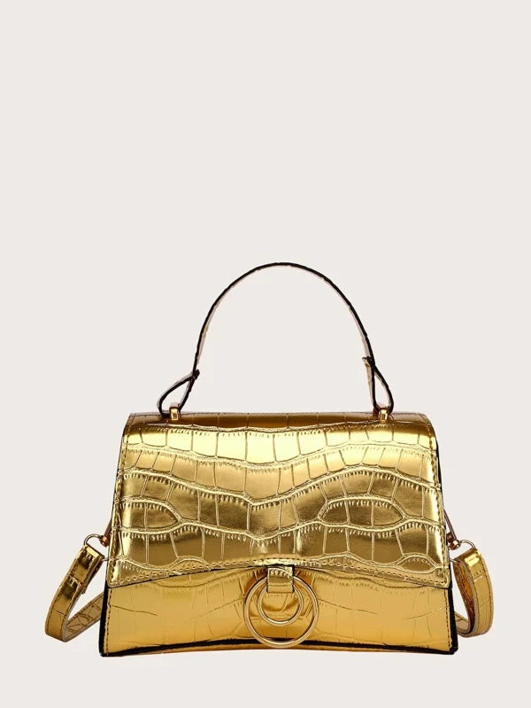 gold satchel bag