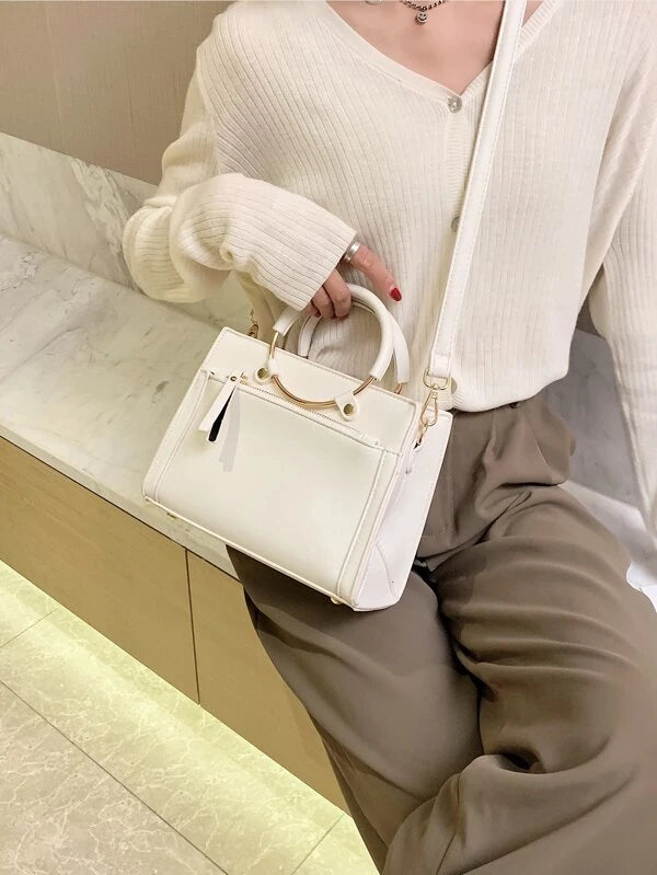 white satchel bag