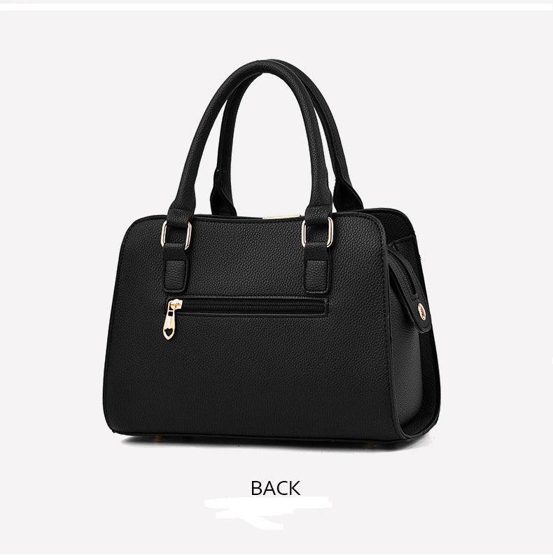 black tote handbag rear view