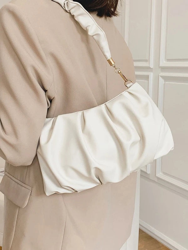 white ruched bag