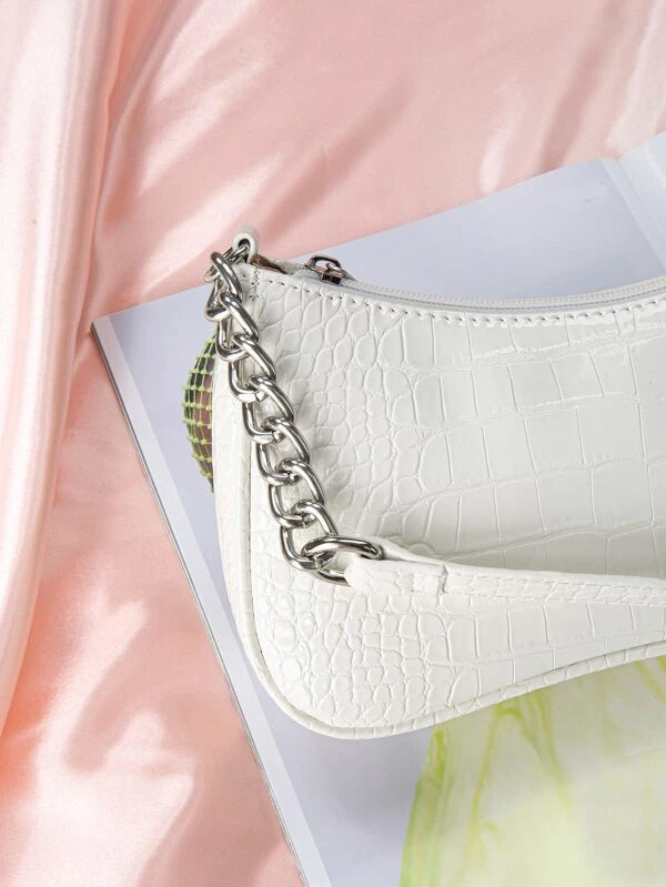 white bag chain detail